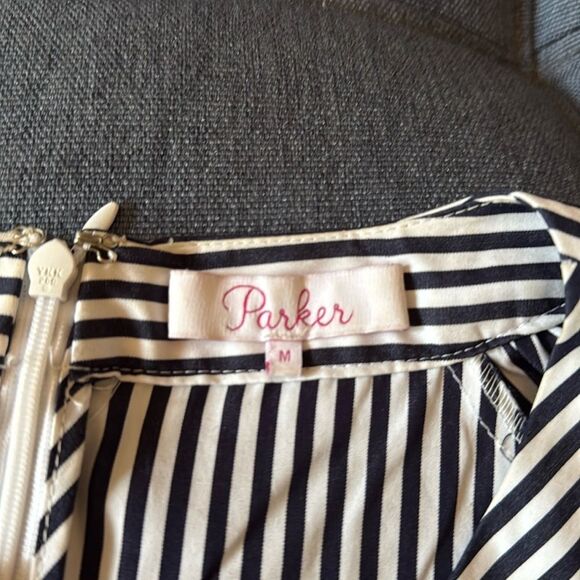 Parker Elena Pinstripe Blouse with Long  Sleeve & Corset Lacing. Size Medium. - Picture 8 of 9